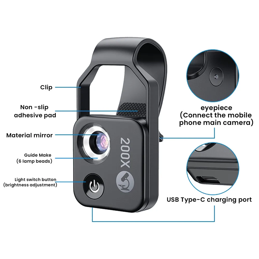 Ottwn Nano Zoom 200x for iPhone Nano Zoom Nanozoom 200x Magnification Zoom Zoom Lens for iPhone Nanozoom for iPhone Nanosight