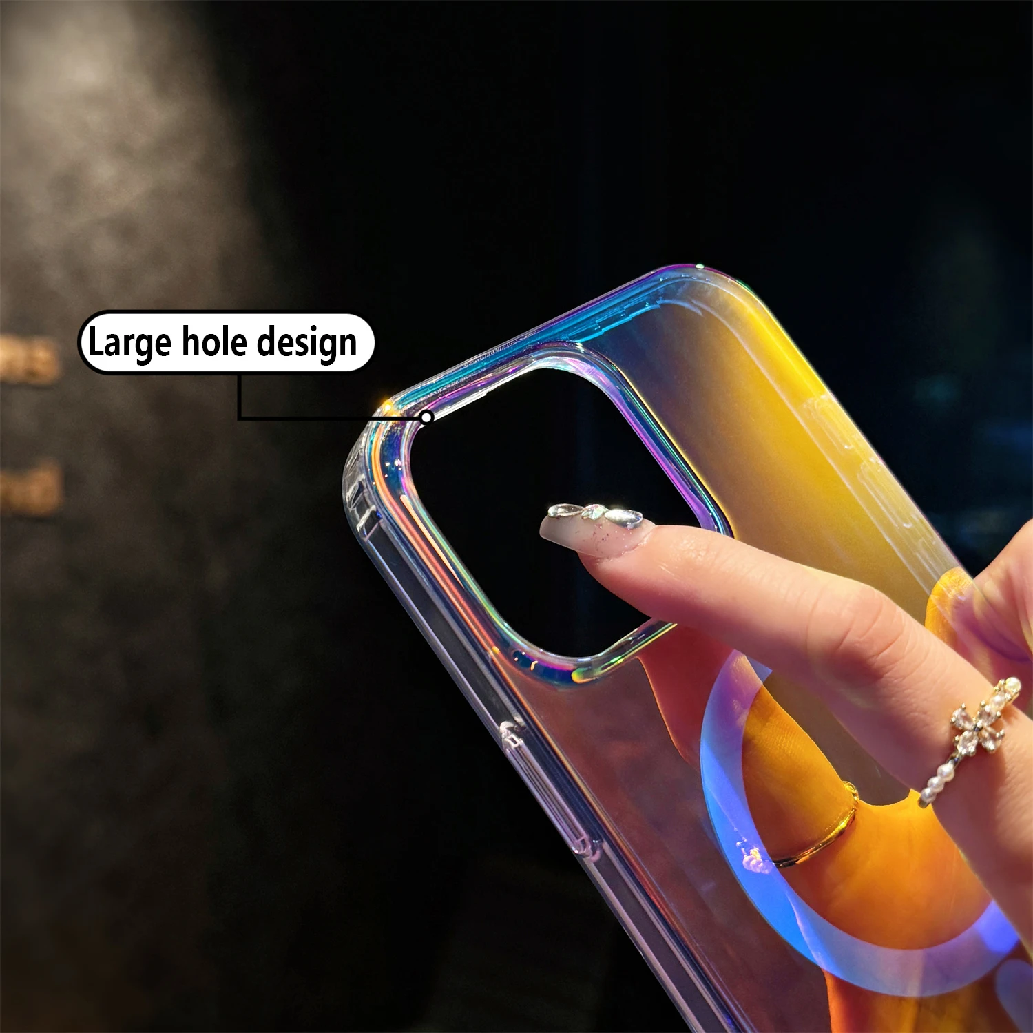 Aurora Gradient Laser Color Luggage-Style Phone Case, Blue