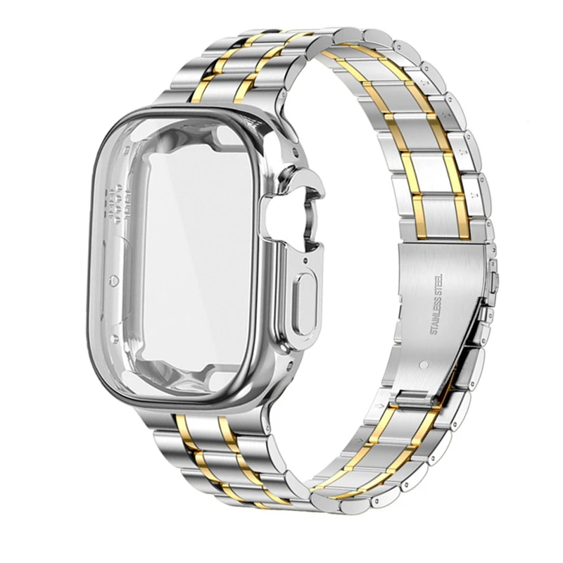 

Ремешок металлический для Apple watch Ultra 49 мм 44 мм 40 мм 45 мм 41 мм 42 мм 38 мм, браслет из нержавеющей стали для iWatch Band Series 5 6 SE 7 8