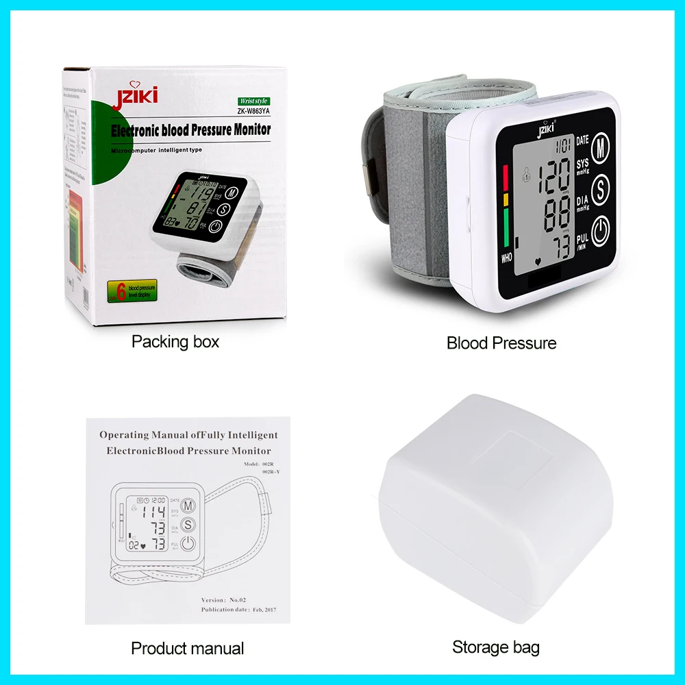 Household Health Care Sphygmomanometer Blood Presure Meter Monitor Heart Rate Pulse Portable Smart Blood Pressure Meter JZK002R
