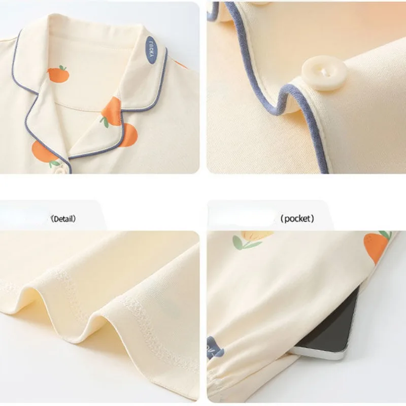 2024 New Couple Pajamas Set Spring Autumn Girls Boys 100% Cotton Long Sleeves Sleepwear Man Woman Large Size Loungewear Outfit