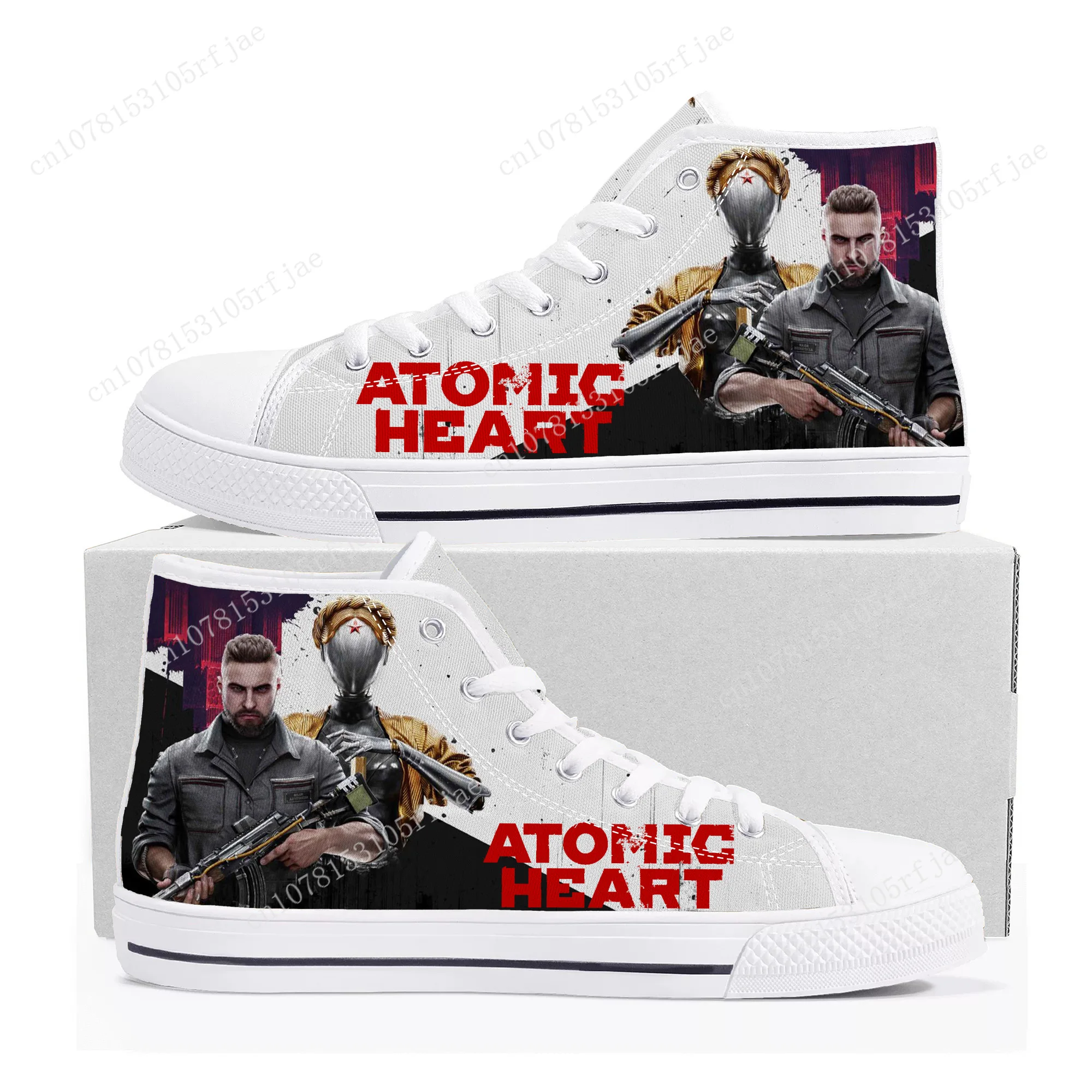 Atomic Heart High Top Sneakers Cartoon Game Mens Womens Teenager High Quality Canvas Shoes Casual Fashion Tailor Made Sneaker