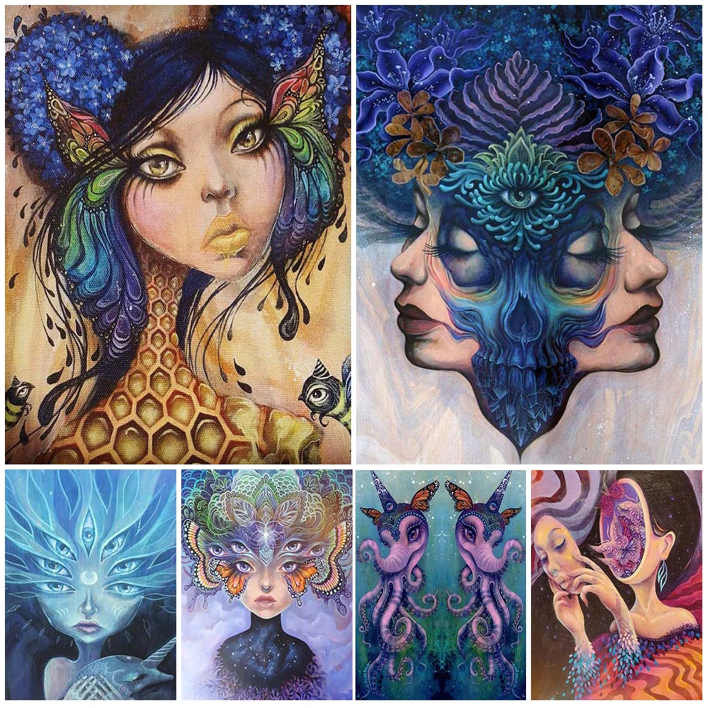 

Vintage Butterfly Girl Woman Wall Art Canvas Painting Wall Pictures For Living Room Witchcraft Art Poster Print Decoration