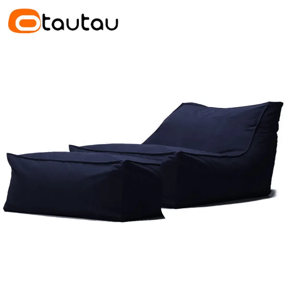 OTAUTAU Outdoor Waterproof Oxford Chaise Lounge Pouf Cover No Filler Garden Beach Camp Beanbag Sofa Bed Puff Salon Ottoman SF062 2