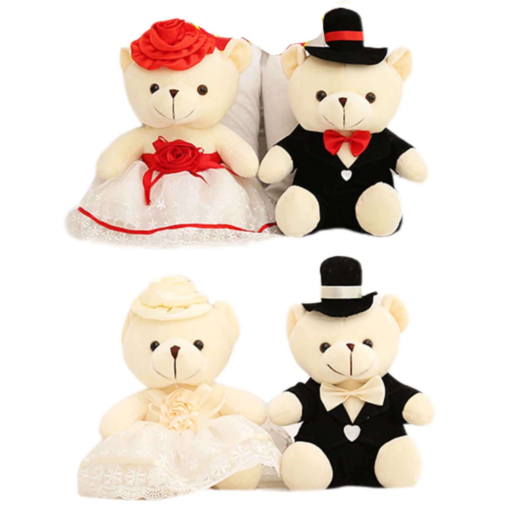 귀여운 커플 테디 베어 봉제 인형, 웨딩 장식 인형, 연인 생일 선물, 신부 및 신랑 