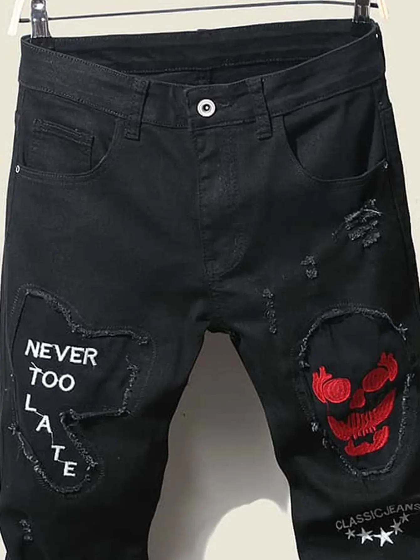 Streetwear Knee Ripped Skinny Jeans Pants for Men