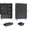 3 Door Armoire Wardrobe Closet Cabinet with Drawers and LED Lights, Multi-Tier Shelves, Hanging Rod & 3 Louver Doors 2