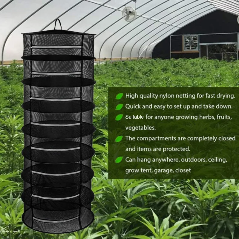 2/4/6/8 Layer Herbs Drying Net Folding Dry Rack Breathable Hanging Mesh Basket Flowers Buds Plants Dryer with Zipper Handle 3