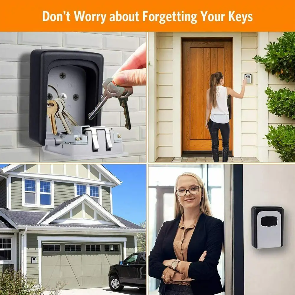 1~6PCS Wall Mount Key Storage Secret Box Organizer 4 Digit Combination Password Security Code Lock No Key Home Key Safe Box