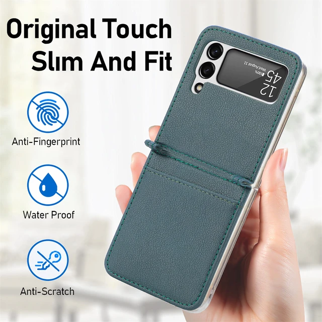Shockproof Thin Card Slot Leather Case for Samsung Galaxy Z Flip 5 3 Flip5  Flip4 Flip 4 2 Flip2 Flip3 5G Protective Phone Cover - AliExpress
