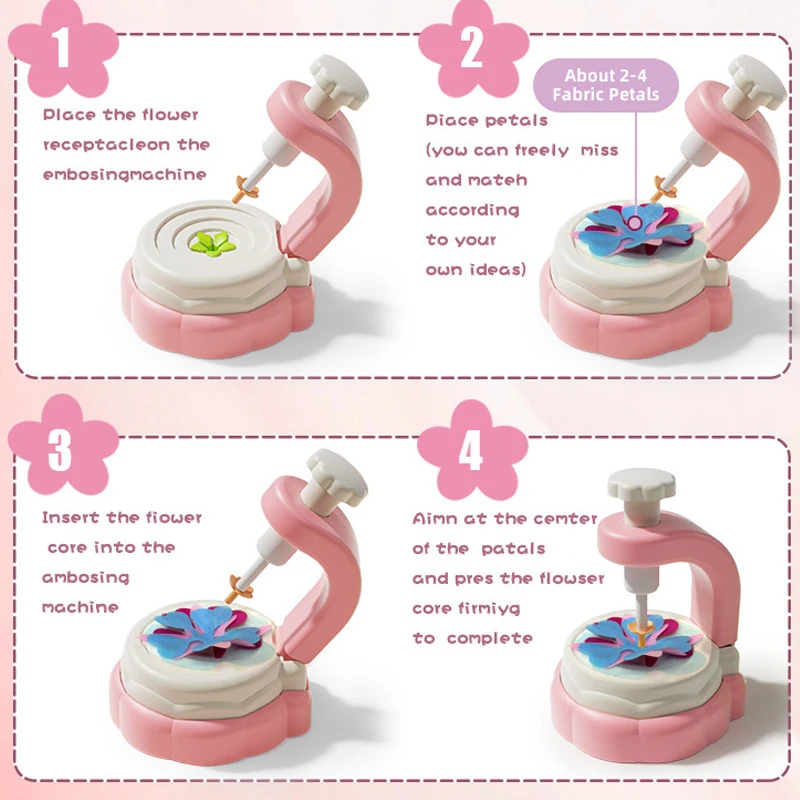 Fabric Flower Bouquets Toys DIY Craft Kits Toys for Kids Handmade Flowers Market Toy Girls Christmas Birthday Gift