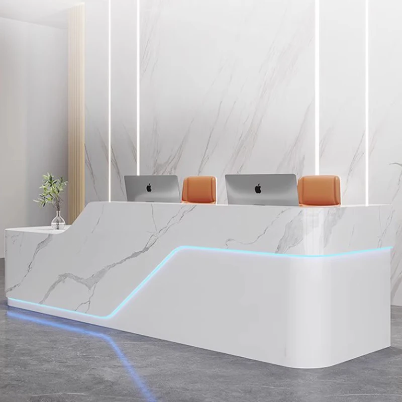 Cashier Table Reception Bank Acrylic Podium Church Checkout Counter Supermarket Furniture Stores Gold Floaoting Bureau Home