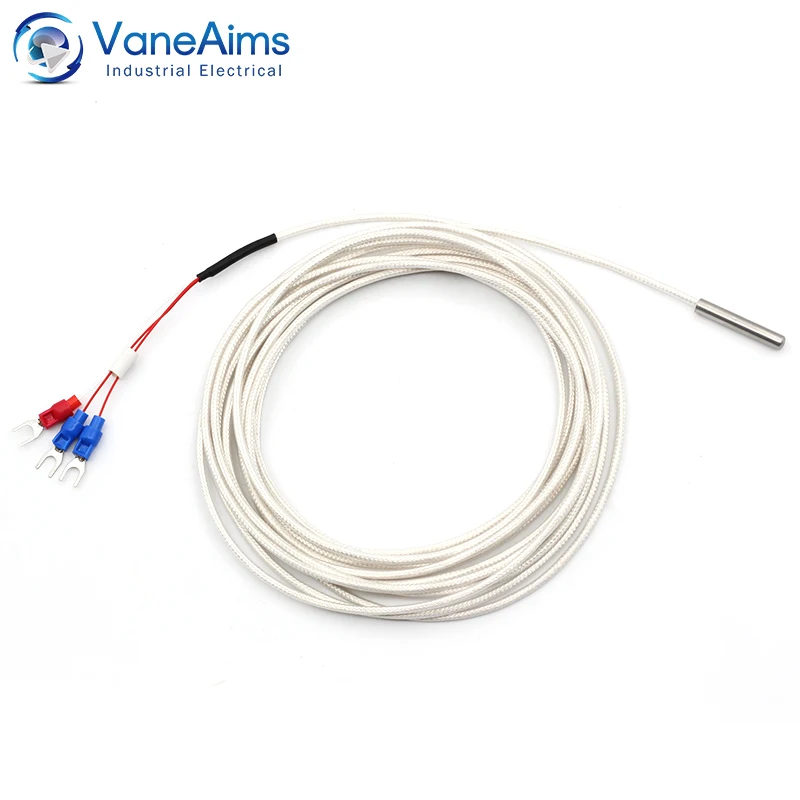 30mm Small Probe Thermocouple VaneAims Type K J PT100 0-600℃ 0.5/1/2/3M Braided Shielded Wire Sensor For Temperature Controller temperature sensor