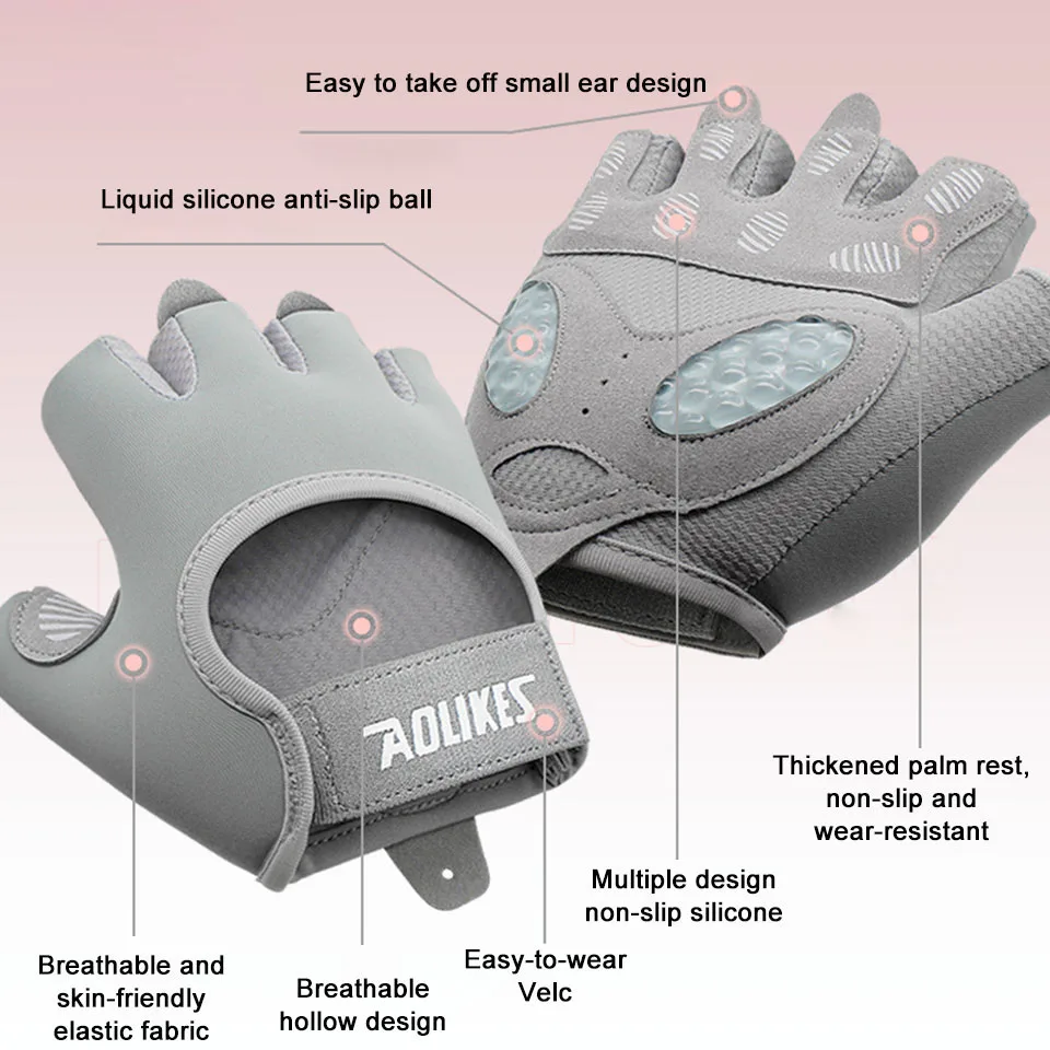 AOLIKES Breathable Cycling Gloves Workout Gym Gloves for Men Women Weight Lifting Fingerless Gloves Training Exercise Fitness 4