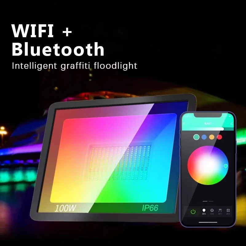 LED Flood Light RGB TUYA Floodlight Smart APP Voice Control RGBCW CCT 3000-6500K 30W 50W 100W 220V AC for Garden Party Outdoor Lighting