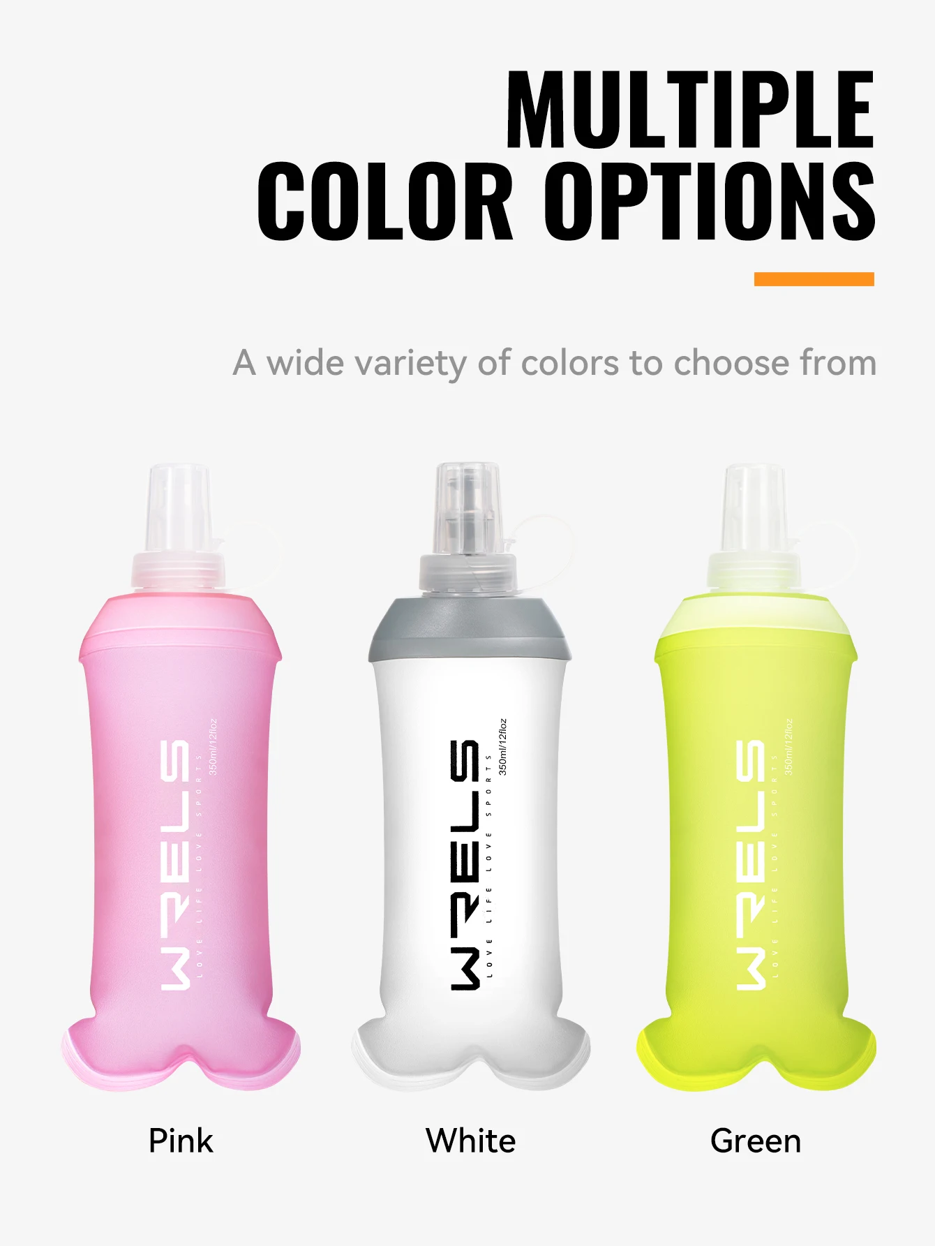 WRELS 190ml 250ml 350ml 500ml Wasserflasche TPU Faltbare Weiche Flasche Outdoor Sport Lauf-Wasserbeutel Zusammenklappbare Wasserflasche – Detail 11