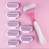 ( 1 Handle + 8 Blades ) Women Safety Razor Blades Face/ Leg/ Armpit/ Bikini Beauty Hair Removal Shaving Compatible Venus Shaver 1