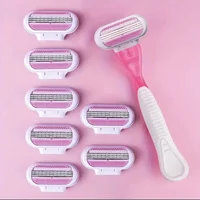 ( 1 Handle + 8 Blades ) Women Safety Razor Blades Face/ Leg/ Armpit/ Bikini Beauty Hair Removal Shaving Compatible Venus Shaver 1