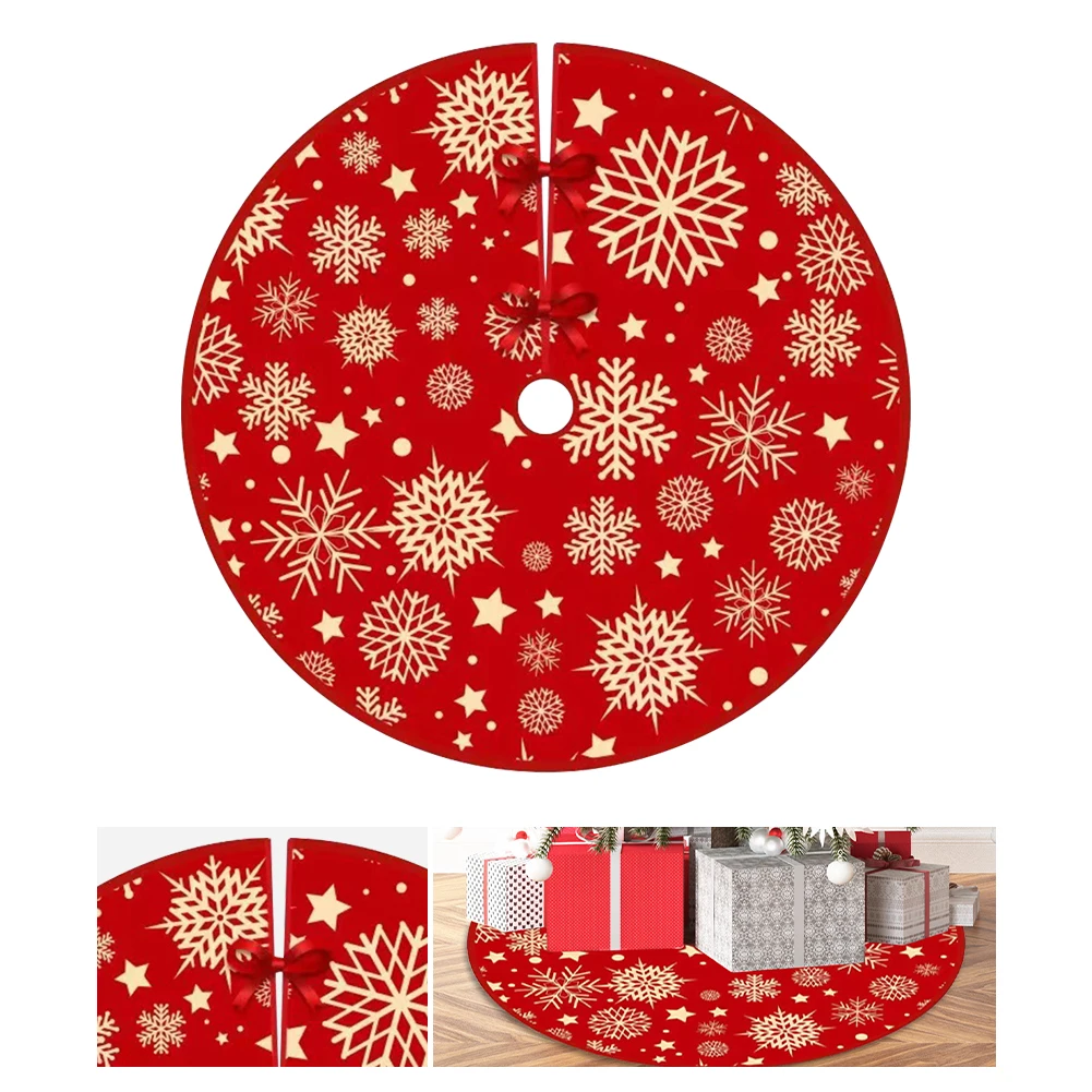Christmas Tree Decor Mat Snowflake Pattern Round Pad
