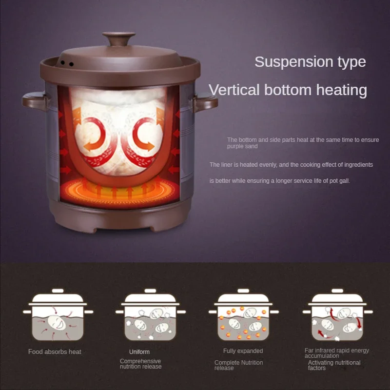 Purple Sand Electric Stew Poot Soup Ceramic Pot Cooker Household Health Maker Porridge Kitchen Appliance