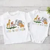 Big Brother Little Brother Matching Clothes Safari Animals Printed Sibling Shirt Kids T-shirt Top Baby Bodysuit Children Outfits 1
