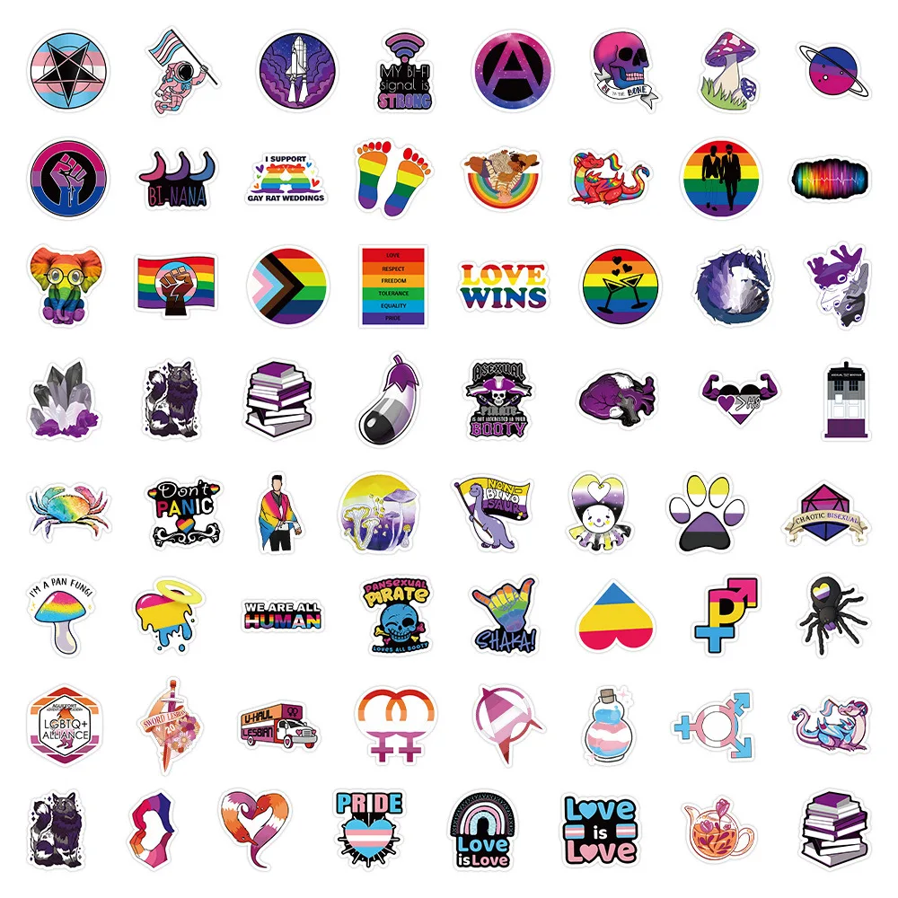 50/100pcs Gay Pride Stickers Rainbow Stickers in Bisexual Stuff Colorful  LGBTQ Sticker for Water Bottle Laptop Motor Phone