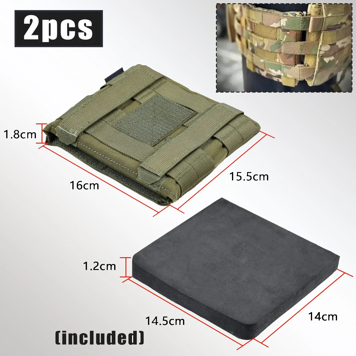 Poche latérale tactique pour plaque JPC2.0 AVS - Poche camouflage molle anti-choc pour pêche