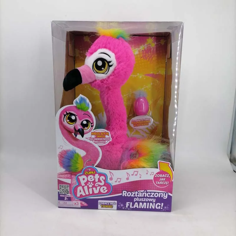 Original Pets Alive Rose Kawaii Red Flamingo Pluszowy Electronic Pet Electric Music Girls Kids Playhouse Toys Gift