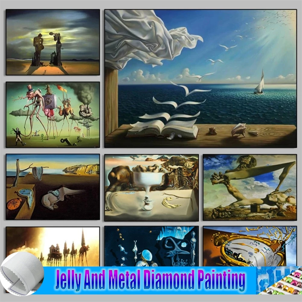 

5D Jelly And Metal Diamond Painting Salvador Dali Mosaic Full Drill Cross Stitch Abstract Famous Surrealism Artworks Home Decor