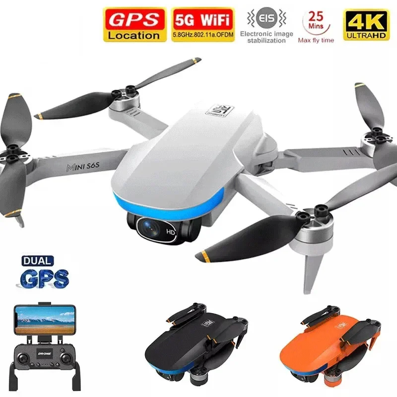 

New S6S Mini 5G Wifi Brushless GPS Drone 4K Professinal Dual HD EIS Camera Light Flow Folding Quadcopter RC Helicopter Toys