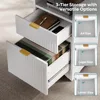 L Shaped Desk with File Drawer, 55.7" x 55" Office Computer Desk with Round Corners, Modern Desk with Monitor Stand &Fluted 4