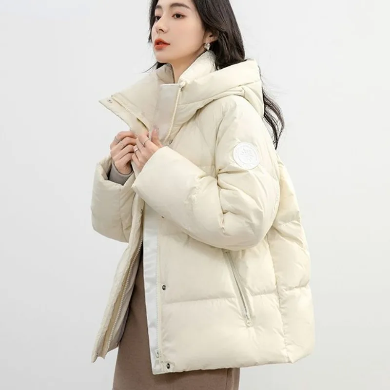 2023 New Women Down Jacket Winter Coat Female Loose Large Size Parkas Fashion Hooded Outwear Short  Keep Warn Thick Overcoat