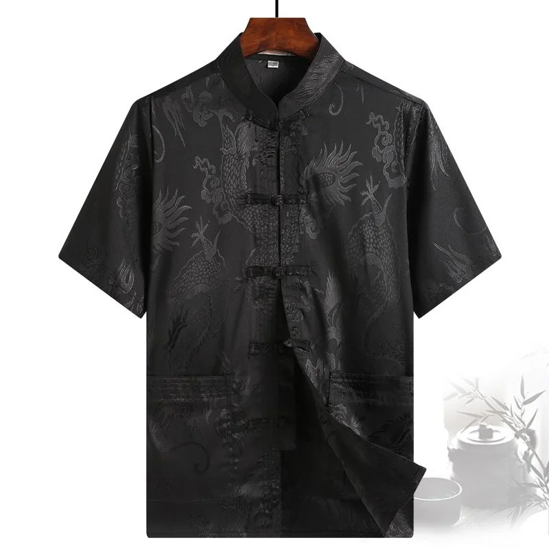Chinese New Year Traditional Chinese Men Shirt Tops Male Stand Collar Kung Fu Clothes tang suit man hanfu blouse tai chi wushu