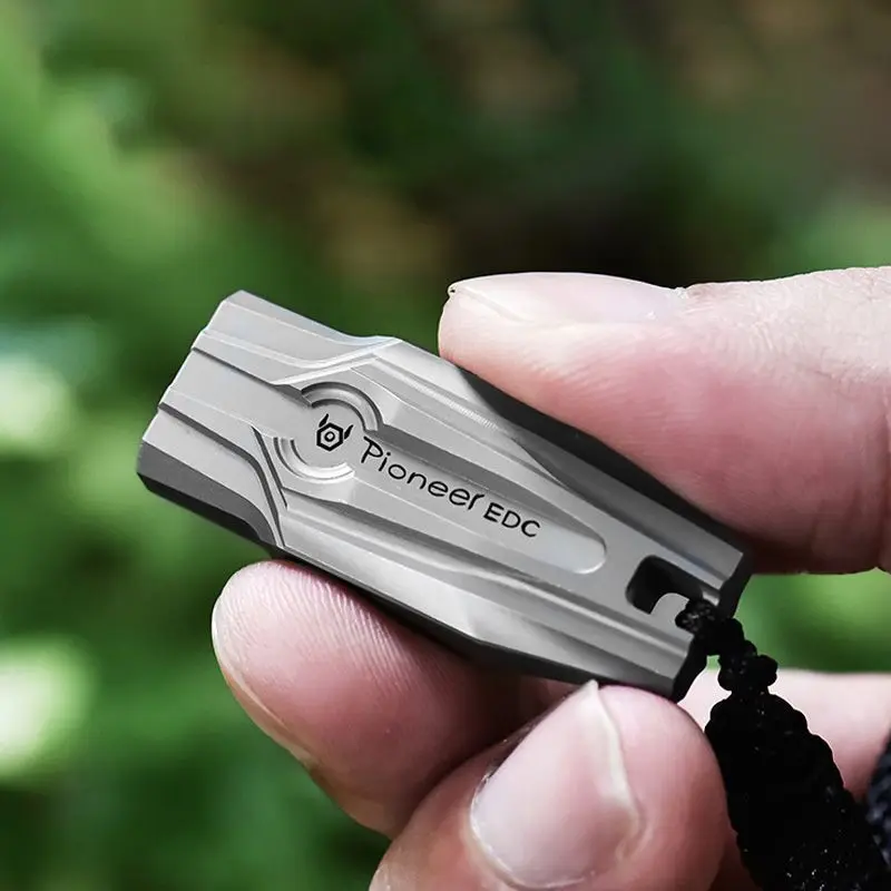 Titanium Alloy High Decibel Double Tube Whistle Outdoor Camping Survival Portable Multifunctional EDC Whistle Survival Equipment