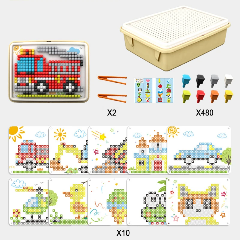 Kid Mushroom Nail Puzzle Creative Activity Toy Montessori Concentration Trainting Fine Motor Skills Development Intelligent Game