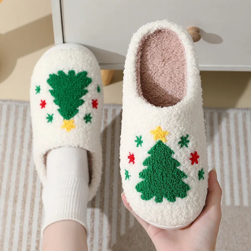 Winter Warm Women Slippers Fuzzy Cozy Plush Cotton Slides Men Couple Home Non-Slip Soft Comfortable Flat Floor Shoes 5