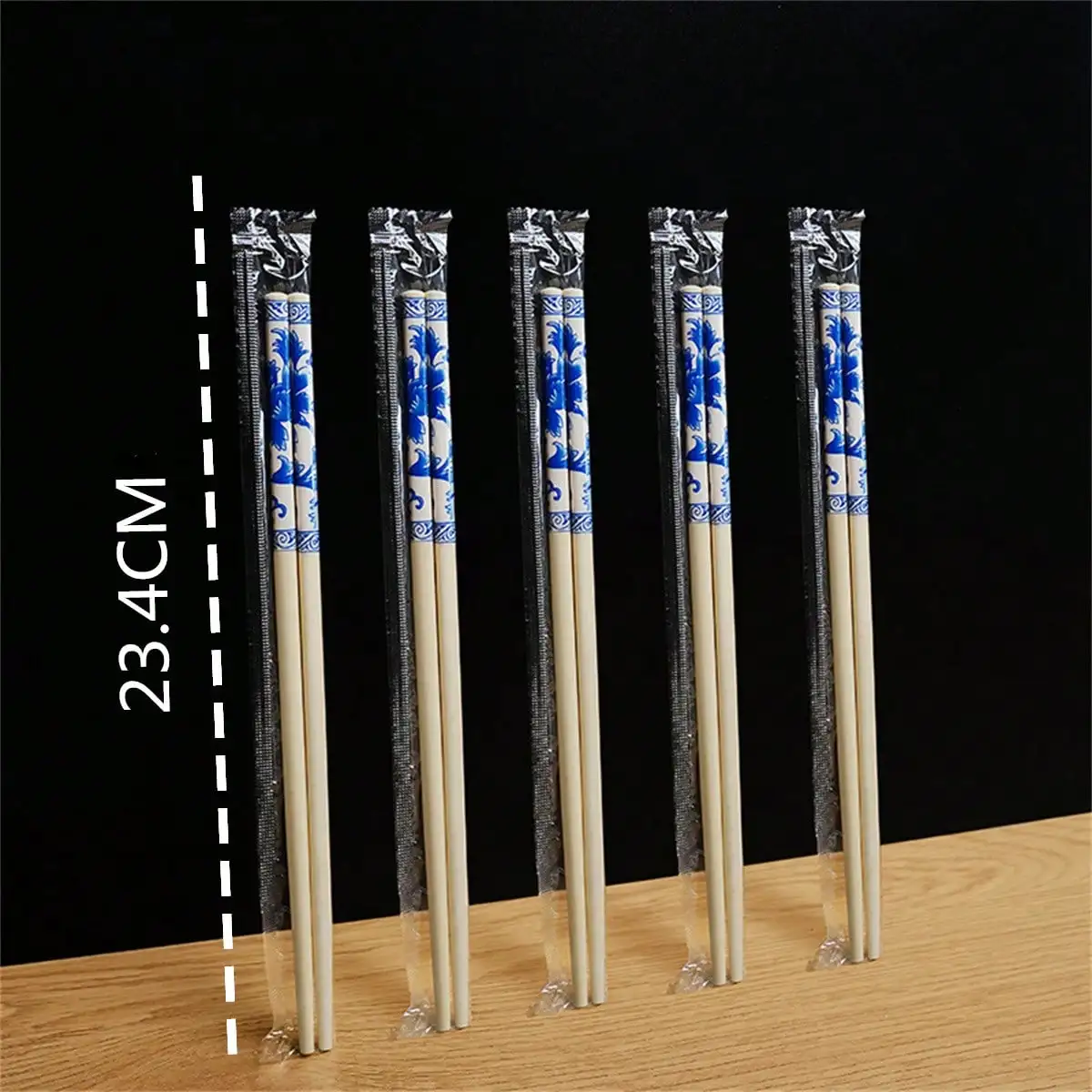 50 Pairs Of Blue And White Porcelain Disposable Chopsticks For Takeaway Packaging, Individually Wrapped For Sanitary