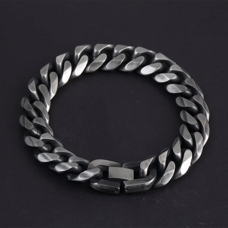 

Titanium Steel Retro Simple Cuban Bracelet Hipster men's Hip Hop Bracelet Atmospheric Personality Jewelry