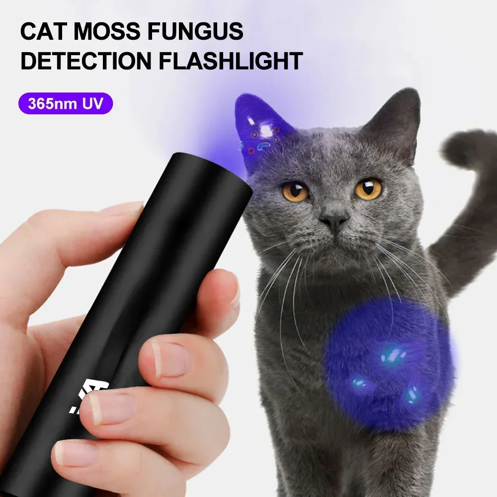 UV Flashlight USB Rechargeable 365nm 3W Ultraviolet Torch For Pets Urine Cat Tinea Money Ore Scorpion Detection