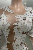 Yiling shiny crystal sequins sexy body suit for night club party club performance costume stage wear - Image 5