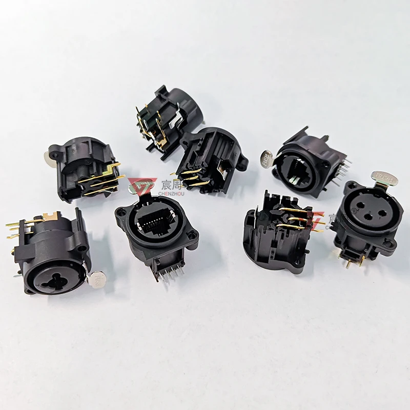 Dual RCA Female Jack To 6.5mm Male Adapter Stereo Audio Connector Black 2Pcs