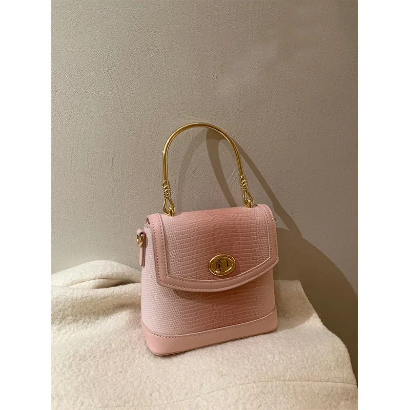 Jenny&Dave New Bags French Pink Gradient Texture Retro Messenger Bag Women Fashion Ladies Commuter Handbag