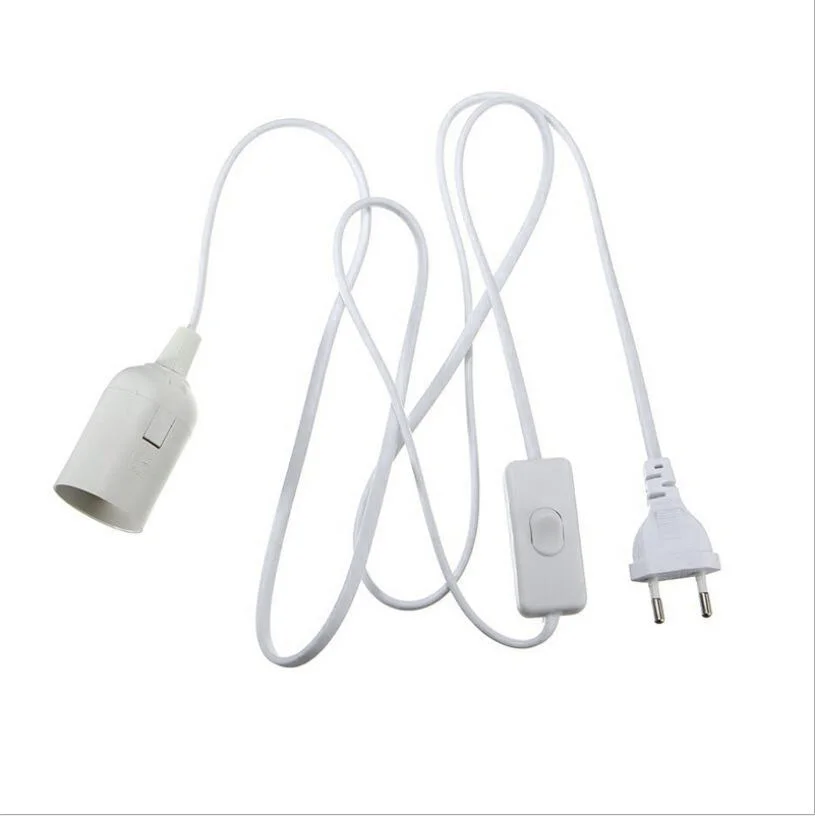 E27 Lamp Base Holder EU Plug With On/Off Switch Extension Cord for Hanging Lamp LED Bulbs Socket