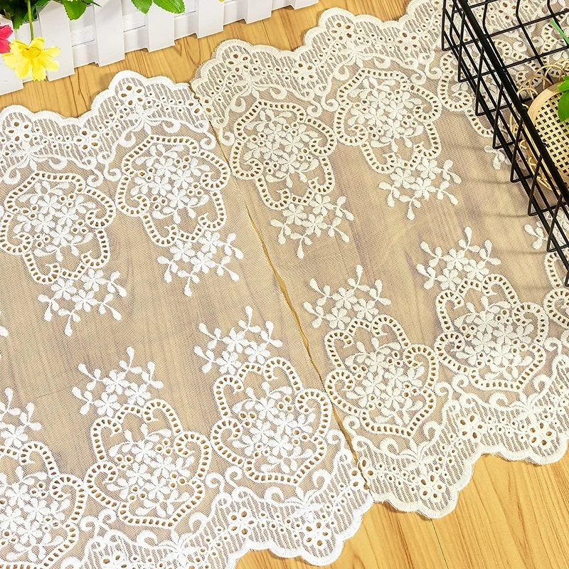 

Кружевная отделка ручной работы для кукольной одежды своими руками, Швейные аксессуары, свадебная Цветочная вышивка, белая, бежевая, мягкая, шторы, 2 ярда
