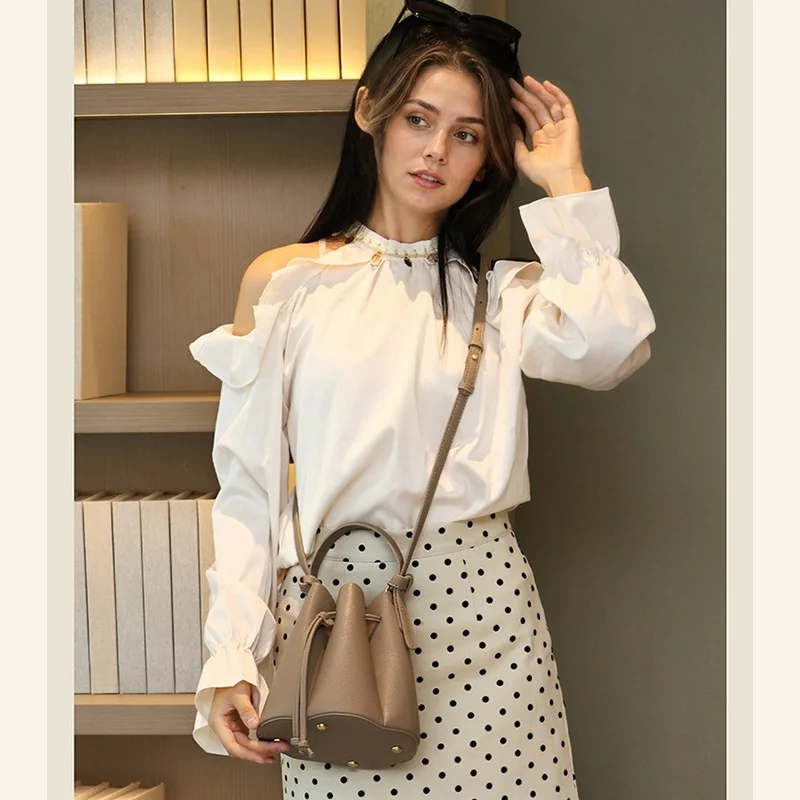 Women’s Vintage Bucket Bag Trendy Crossbody Shoulder Bag Petal Design Handbag Fashion Commuter Purse Casual Ladies Tote Bag 2