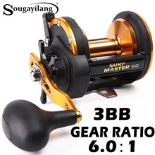 

Sougayilang Trolling Fishing Reel 3BB 6.0:1 Gear Ratio for Sea Saltwater Metal Baitcasting Fishing Reel Max Drag 25kg Pesca