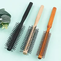 Manche en bois dents en Nylon brosse circulaire peigne à rouleau bouclé racine de cheveux moelleux cheveux raides peigne multifonctionnel pour hommes et femmes 4