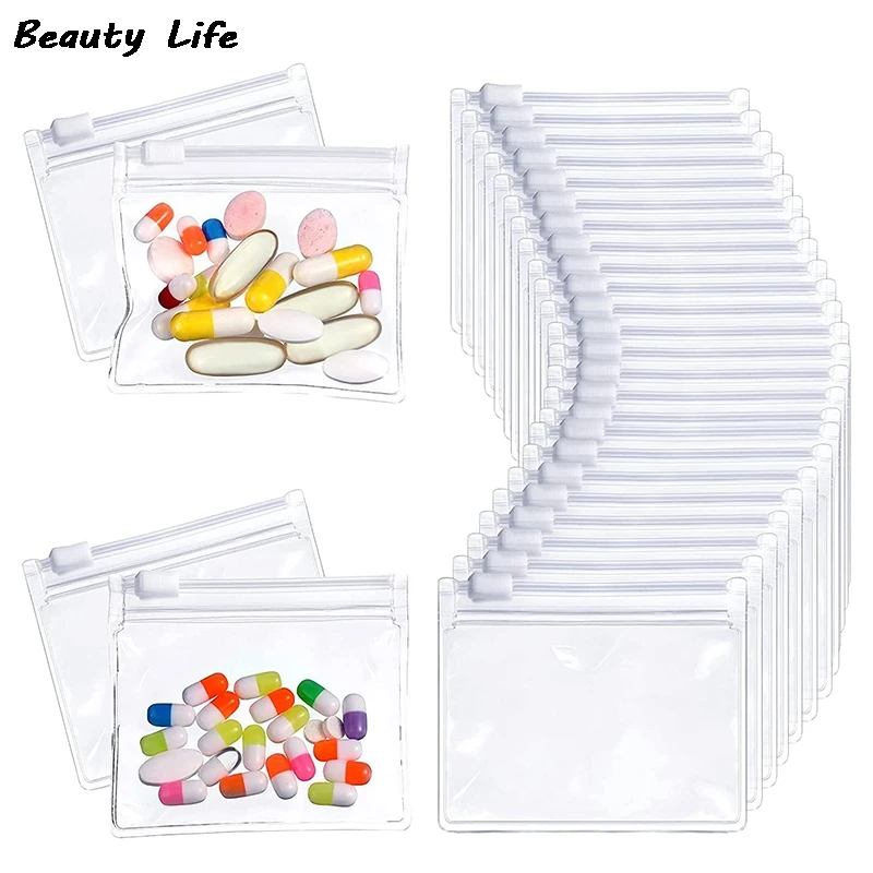 Sacchetti per pillole da 5 pezzi sacchetti per pillole con cerniera sacchetti per pillole trasparenti riutilizzabili contenitori per medicinali da viaggio autosigillanti - immagine 2