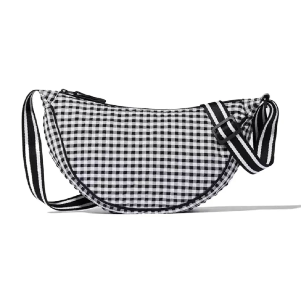 Sweet Canvas Plaid Shoulder Bag Versatile Lightweight Nylon Crossbody Bag Hobo Bag Handbag Dumpling Bag Outdoor 9