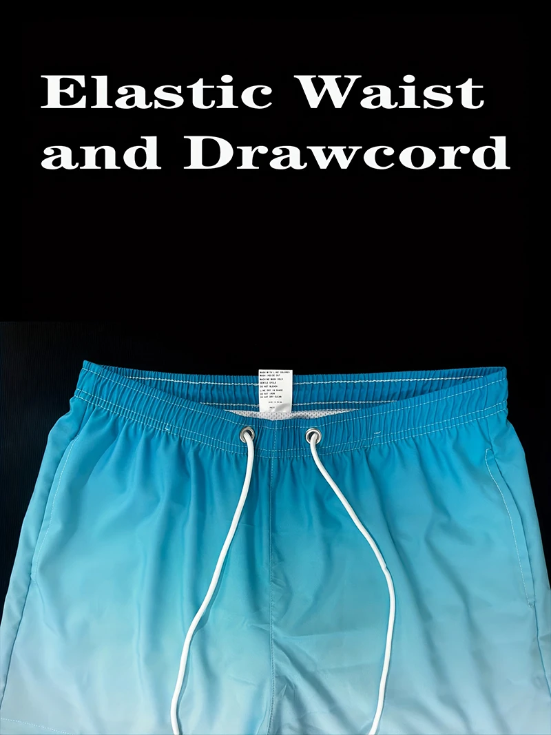 Men's Quick Dry Lightweight Drawstring Swim Trunks with Side Pockets